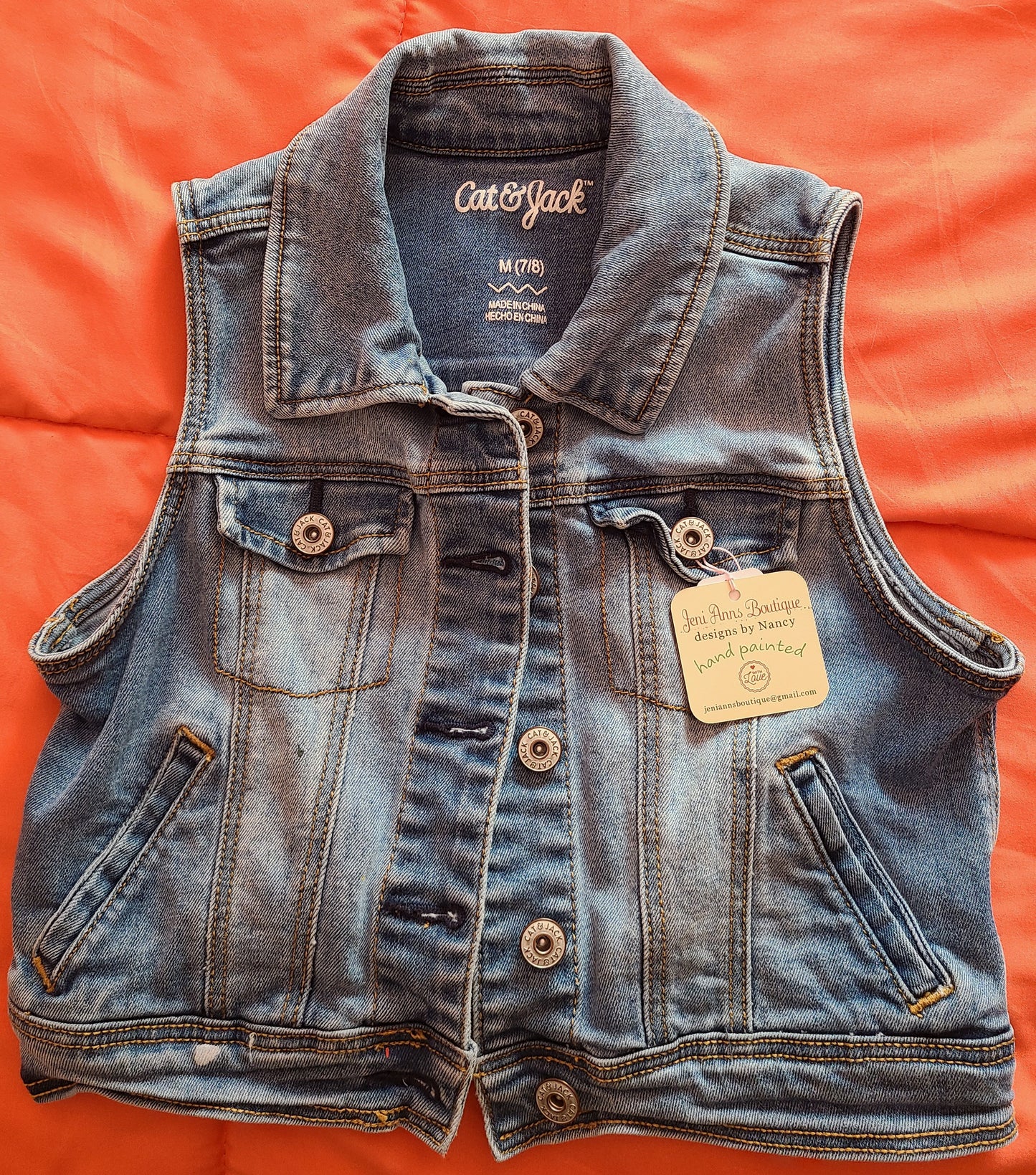 Hand Painted Jean Jacket Vest/Highland Cow