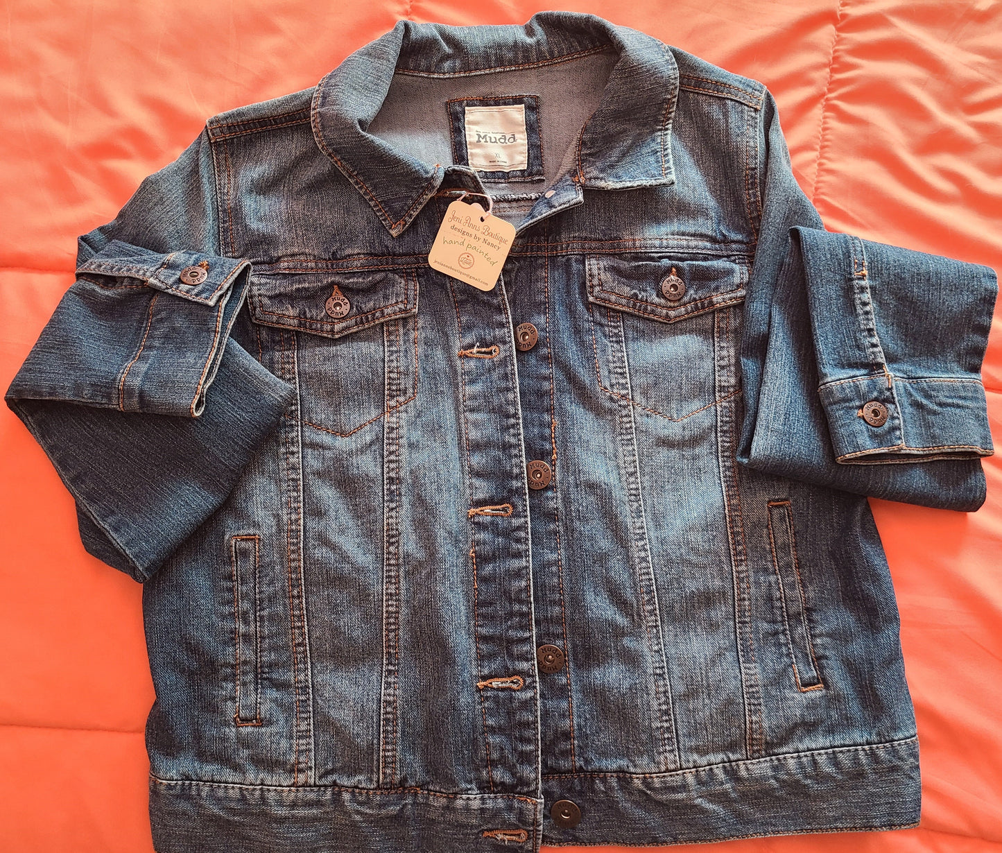 Hand Painted Jean Jacket/Flag