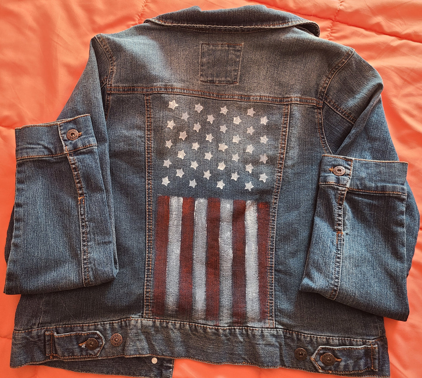 Hand Painted Jean Jacket/Flag