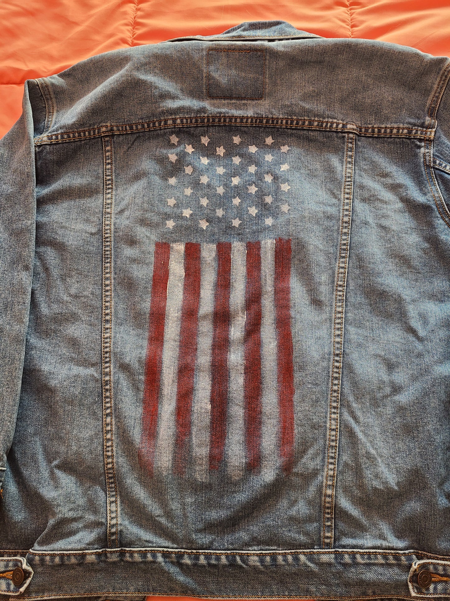 Hand Painted Jean Jacket/Flag