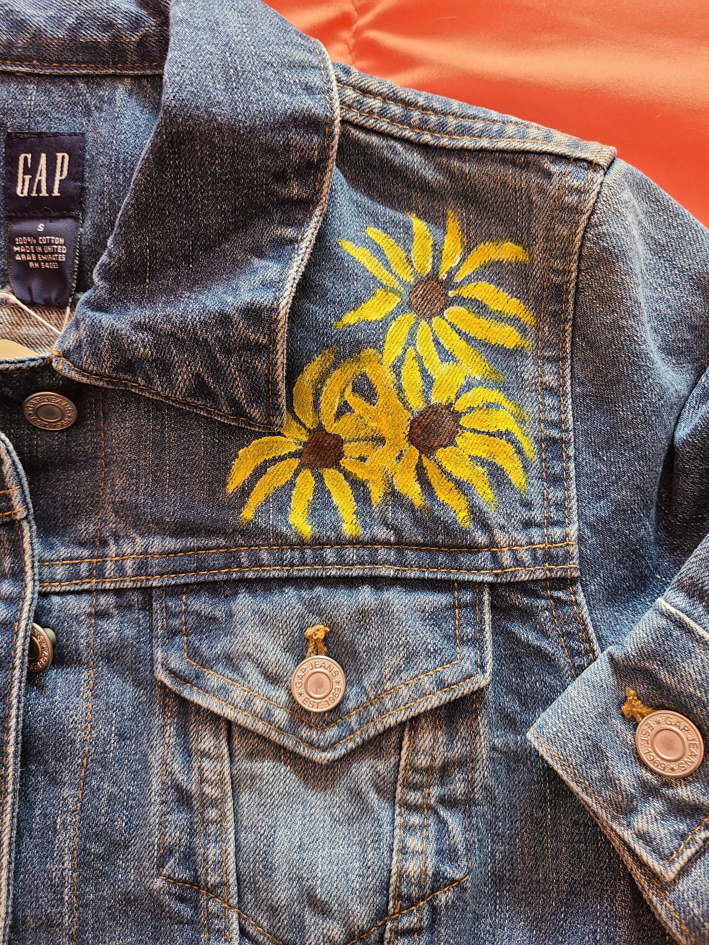 Hand Painted Jean Jacket/Sunflowers