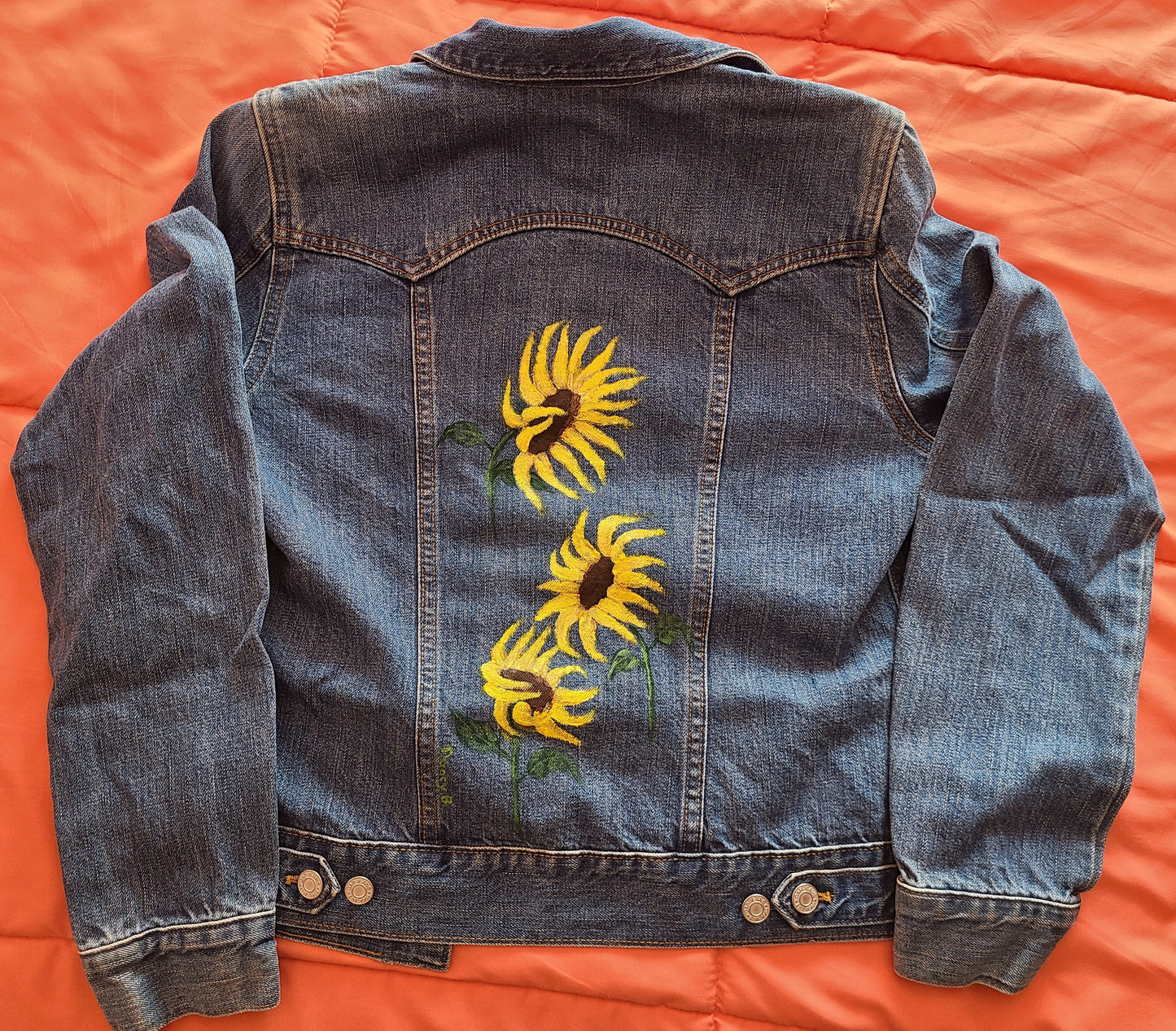 Hand Painted Jean Jacket/Sunflowers