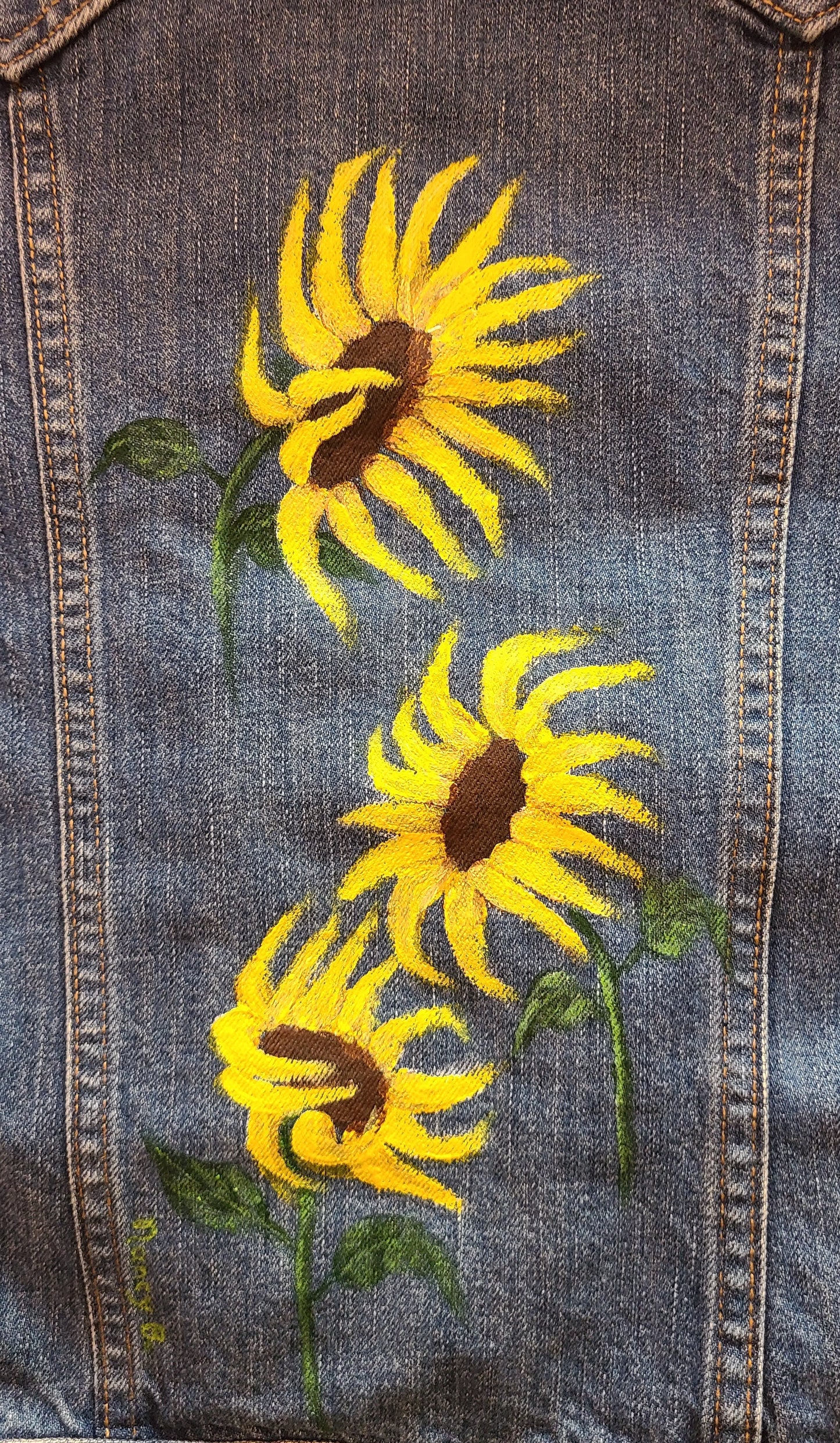 Hand Painted Jean Jacket/Sunflowers