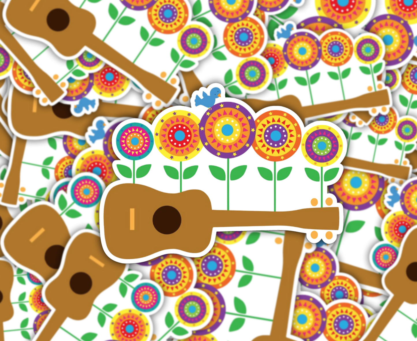 Guitar with Flowers Sticker