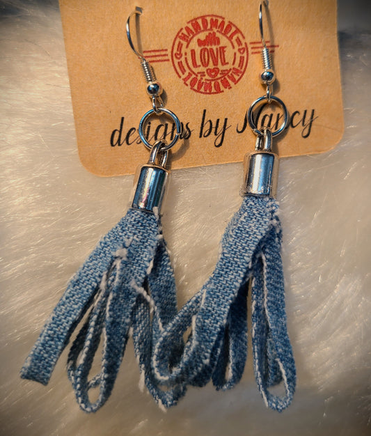 Blue Jean Fringed Earrings