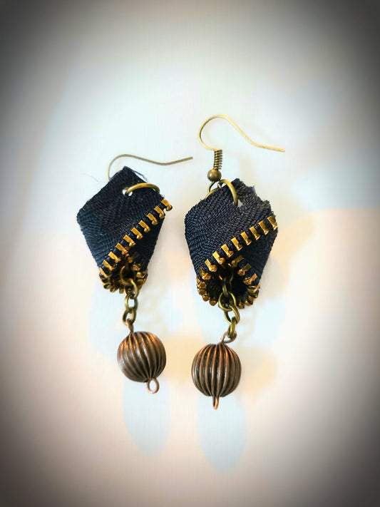 Blue Jean Earrings with Zipper