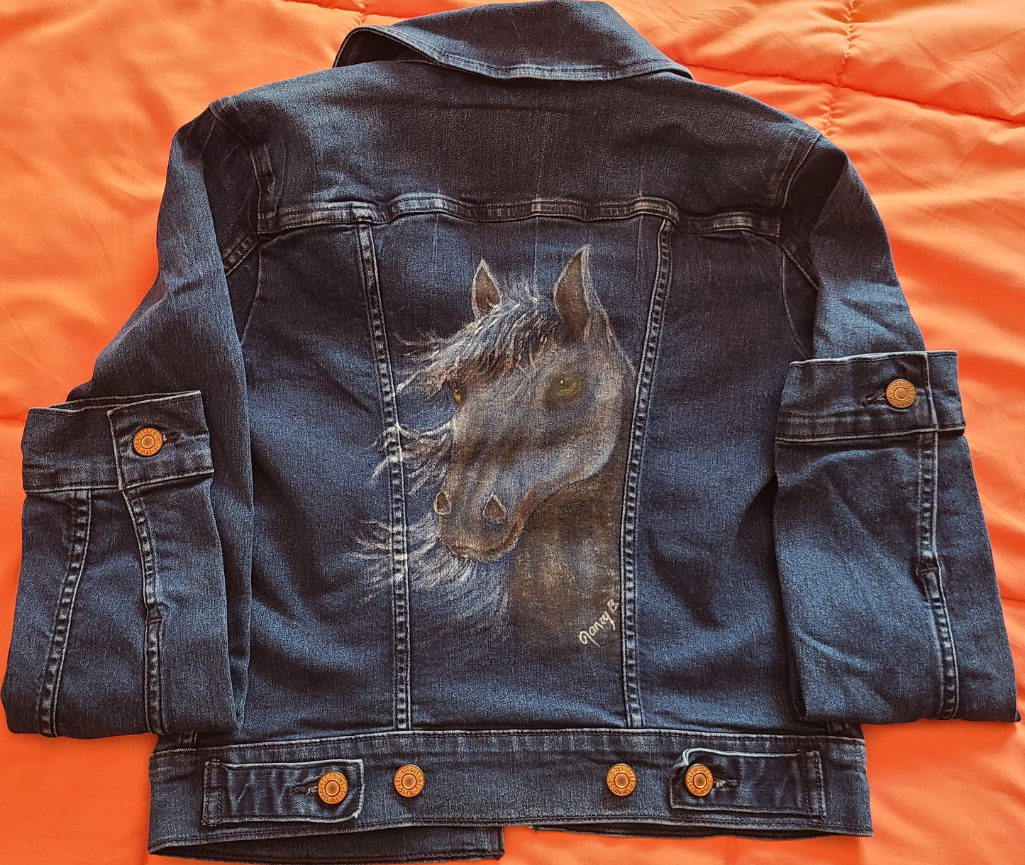 Hand Painted Jean Jacket/Horse