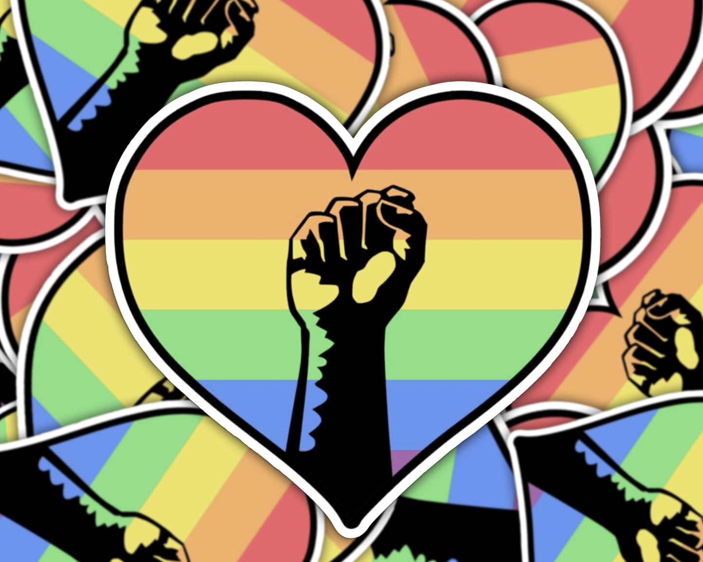 Rainbow Heart Fist Sticker